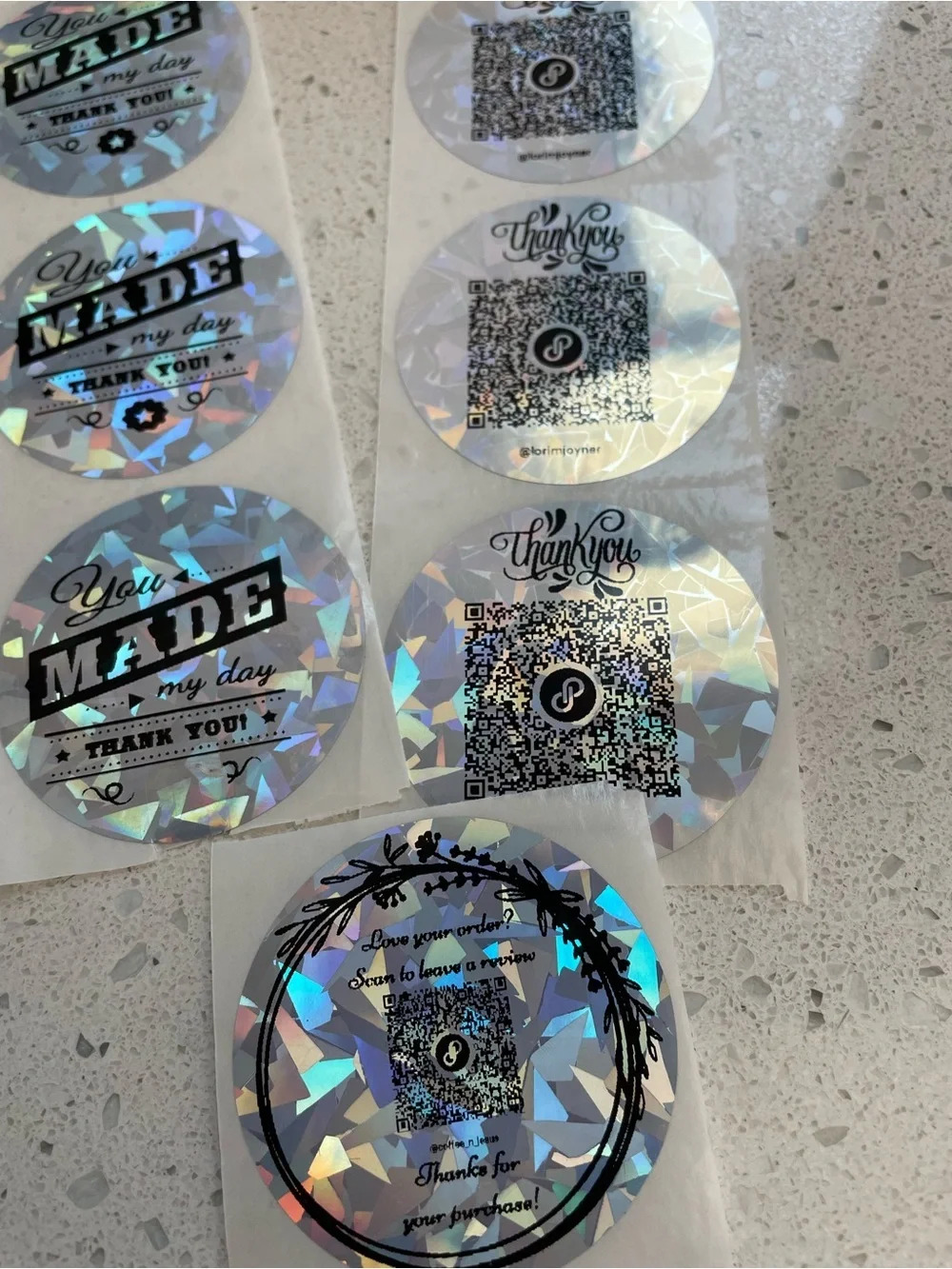 100 Custom 2” circle labels with your QR code or Thank You!